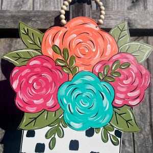IN STOCK| Black & White Flower Pot Door Hanger