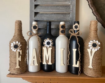 Family Beige and Black Wine bottle decor