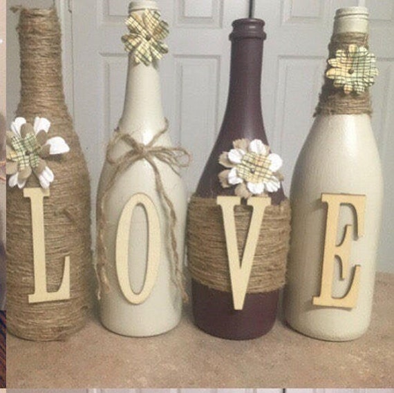 Wine Bottle Decor Hand Painted Love Decorated Wine Bottles Etsy