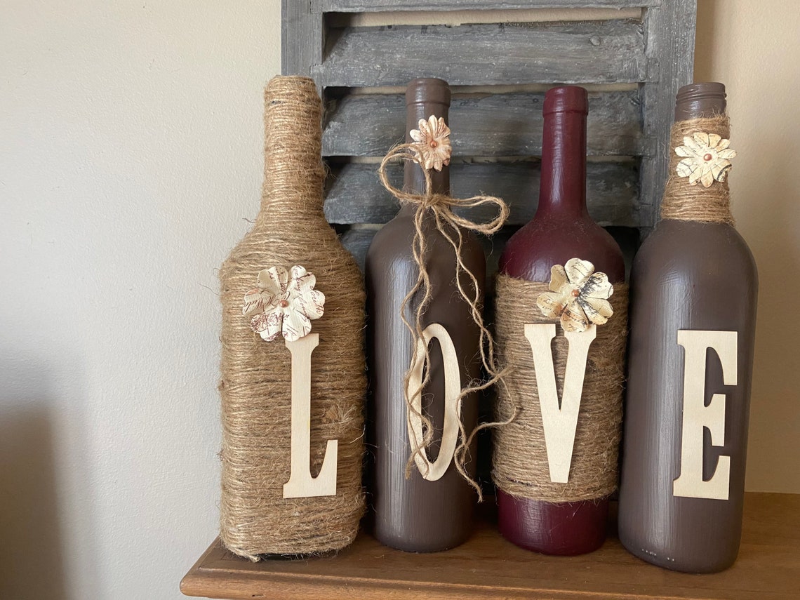 Wine bottle decor Etsy
