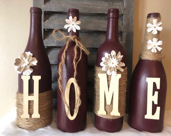 Home Burgundy Wine Bottle Set