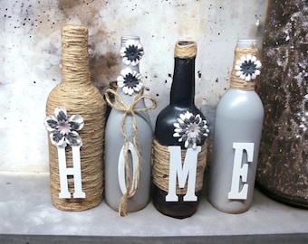 Home wine bottle decor lt gray/ black.