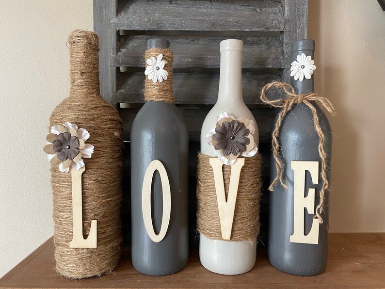 Wine bottle decor Etsy