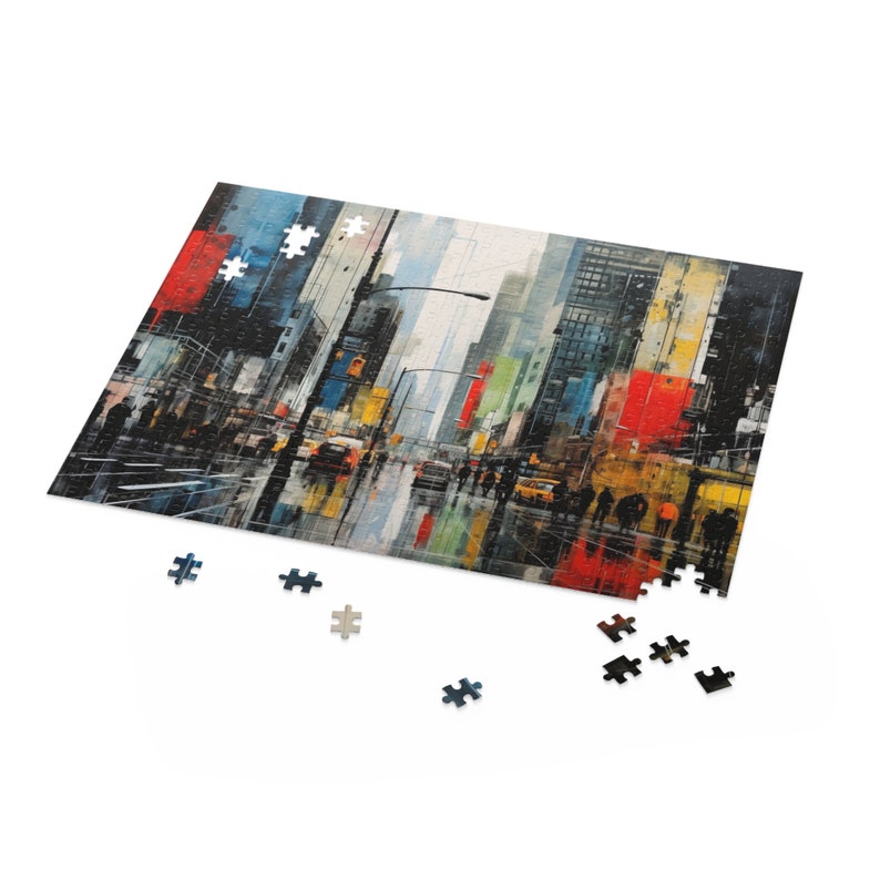 NYC Streetscape Jigsaw Puzzle Vibrant Cityscape Puzzle Etsy