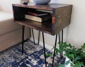 Industrial Nightstand, Modern End Table, Hairpin Leg Industrial Bedside Table, End Table, Side Table, Rustic Night Stand, Urban Industrial