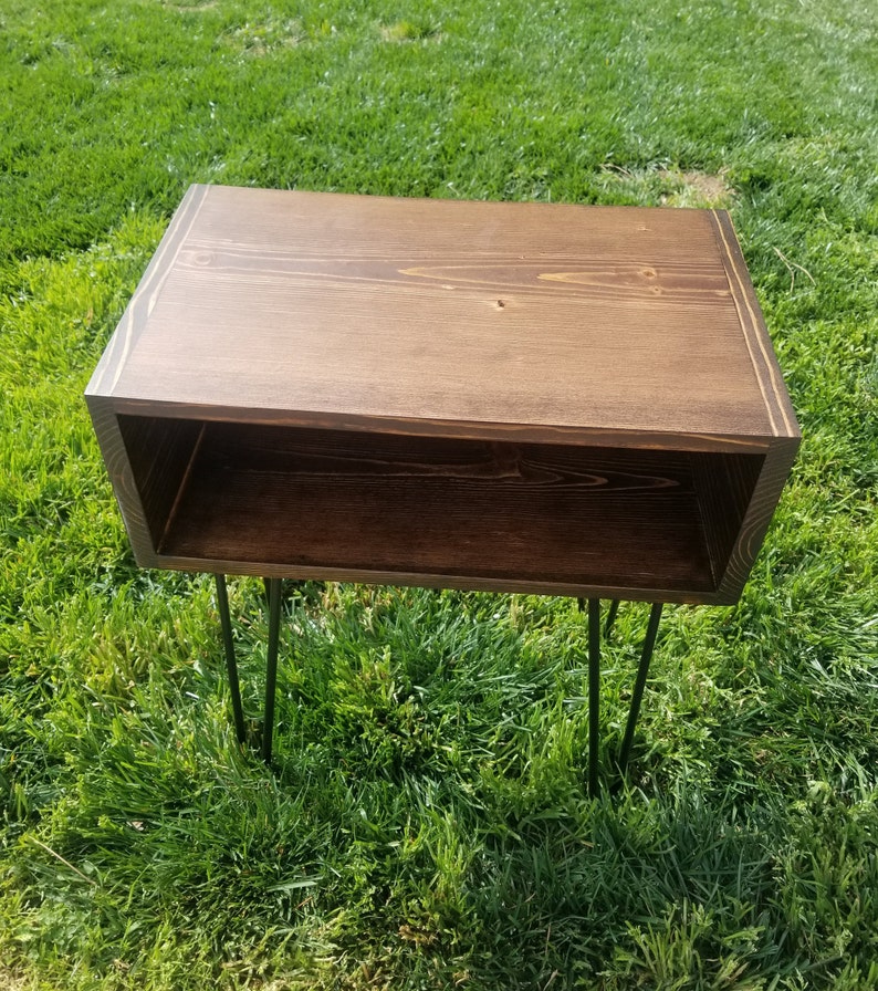 Industrial Nightstand Modern End Table Hairpin Leg Etsy