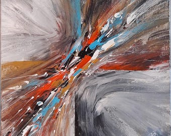 Pintura acrílica abstracta original sobre lienzo profundo