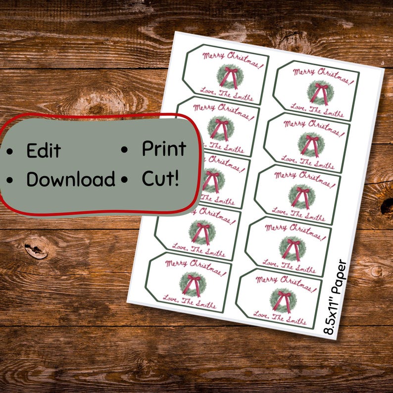 Editable Christmas Gift Tags • Printable Holiday Tags • Personalized