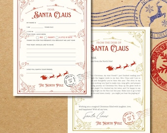 Editable Letter to Santa Printable Set | Vintage North Pole Stationery, Canva Template