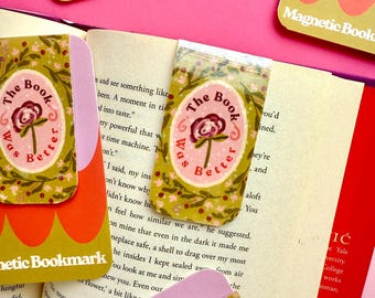 El libro era mejor. Marcapáginas magnético, holográfico, laminado. Regalo para amantes de los libros. Ideal para Navidad o como regalo para lectores.