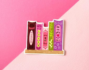Pegatina de libros románticos, pegatina de vinilo para amantes de los libros, pegatina impermeable, pegatina para lector electrónico, pegatina para Kindle, pegatina de otoño, regalo para amantes de los libros, fantasía