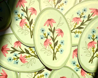 Pegatina impermeable con diseño floral verde: decoración original para portátil, Kindle y diario.