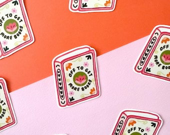 Pegatina "A por más libros", pegatina de vinilo para amantes de los libros, pegatina impermeable, pegatina para lector electrónico, pegatina para Kindle, pegatina de otoño, regalo para amantes de los libros