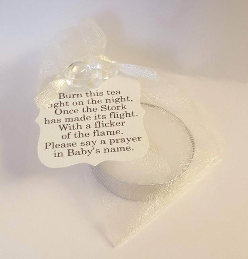 Baby Shower Tealight Candle Favours With Poem Tag in Gold and Etsy UK