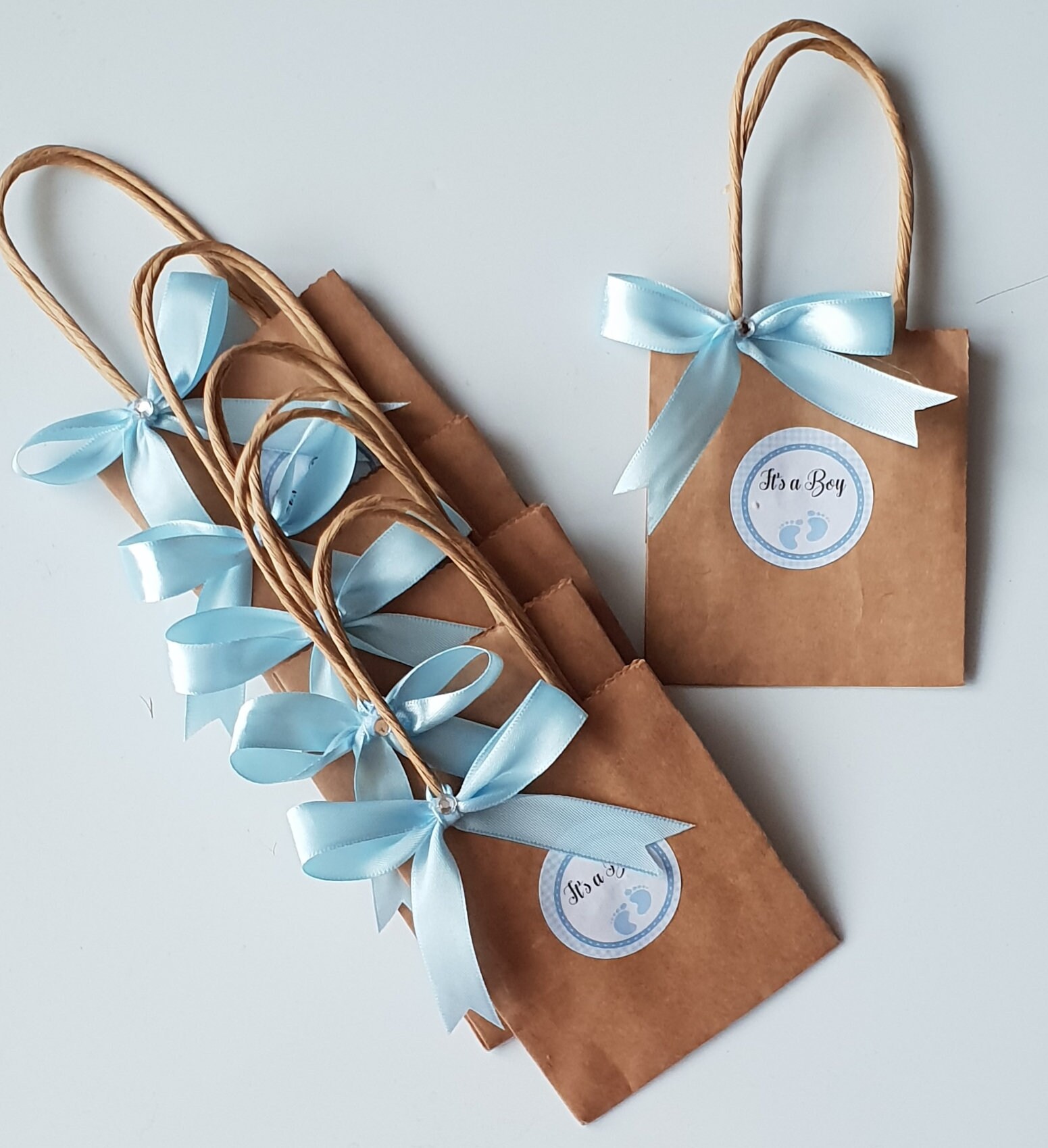 Mini Baby Shower Favour Bags Kraft Brown Bags Gender Reveal Etsy UK