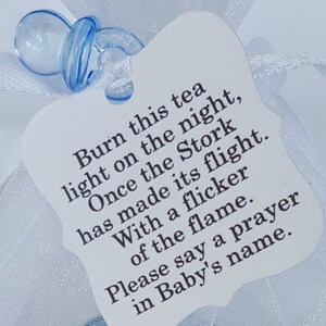Baby Shower Favours Scented Tealight Candle in Tulle Bag. Poem Tag ...