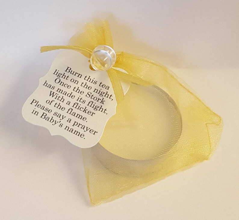 Baby Shower Tealight Candle Favours With Poem Tag in Gold and Etsy UK