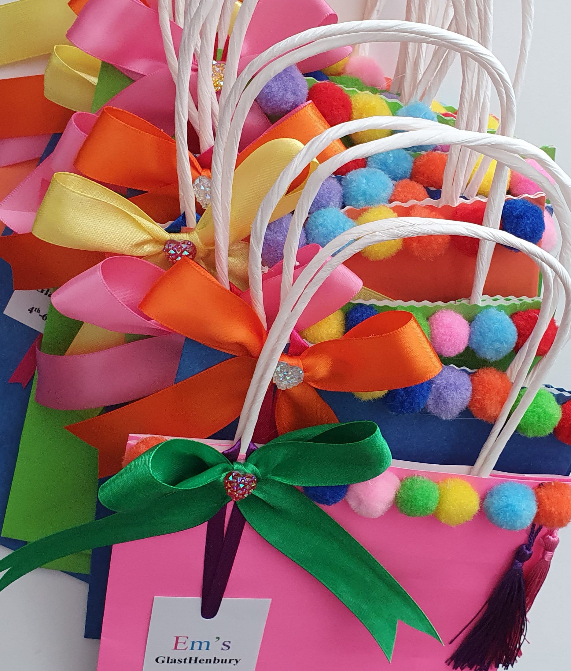 Kids Hen Party Bags Pom Pom Favour Birthday Gift Bags Treat Bags Sleep