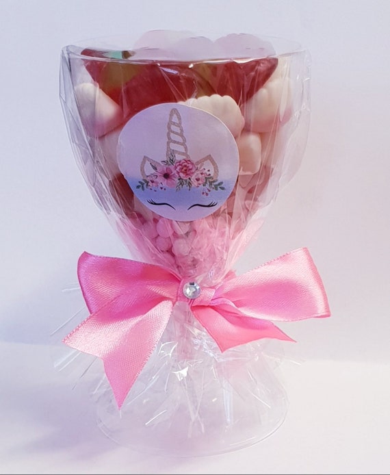 Unicorn Theme Party Favours Prefilled Sweet 16 Sleepover Wine Glass Girls Party Birthday Baby Shower (Qty 1)