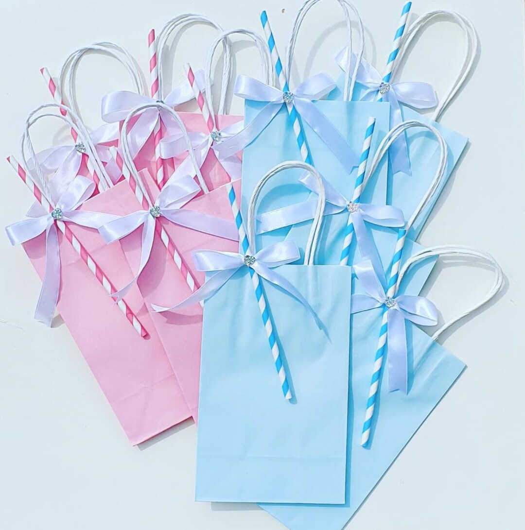 Baby Shower Favour Bags With Handle Gender Reveal Treat Goodie Etsy UK