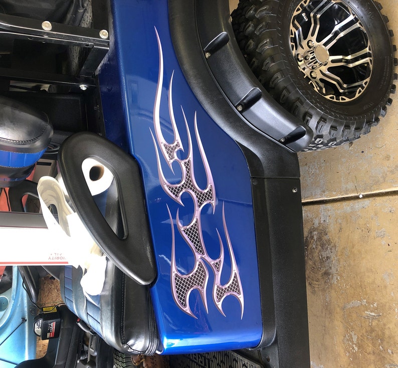 Golf Cart Tribal Flame Flames Graphics Decal Decals EZGO Club Etsy