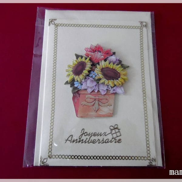 carte 3D d'anniversaire "  FLEURS DE PRINTEMPS "