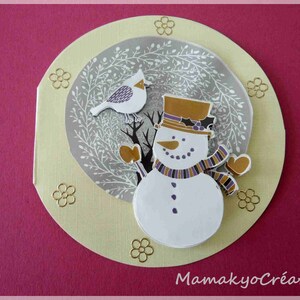 carte de noel 3D " BONHOMME DE NEIGE " , 3D card, chrismas, chrismas card, carte de voeux, greeting cards, paperart, papercrafting, noel