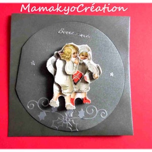 carte de voeux 3D " DES ECOLIERS  " , carte , card, carte de vœux, papercreation, carterie, carte de noël, handmade, handmade card