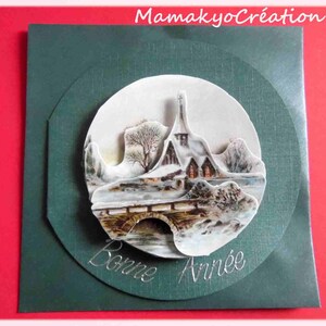 carte de voeux 3D " SOUS LA NEIGE ", christmascard, christmascraft, weihnachten, noel, greetingcards, scrapbooking, etsyshop, carte de voeux