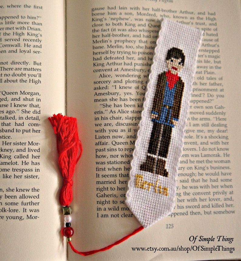 Bookmark Merlin BBC Inspired Character Cross Stitch Bookmark With