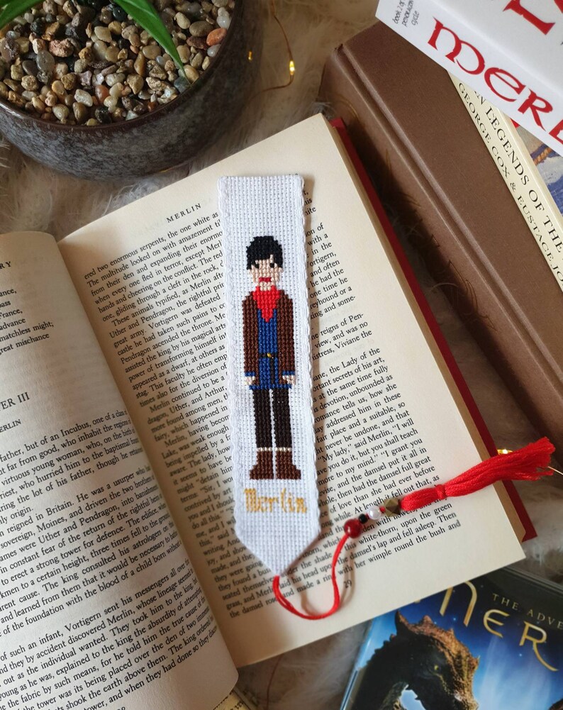 Bookmark Merlin BBC Inspired Character Cross Stitch Bookmark With