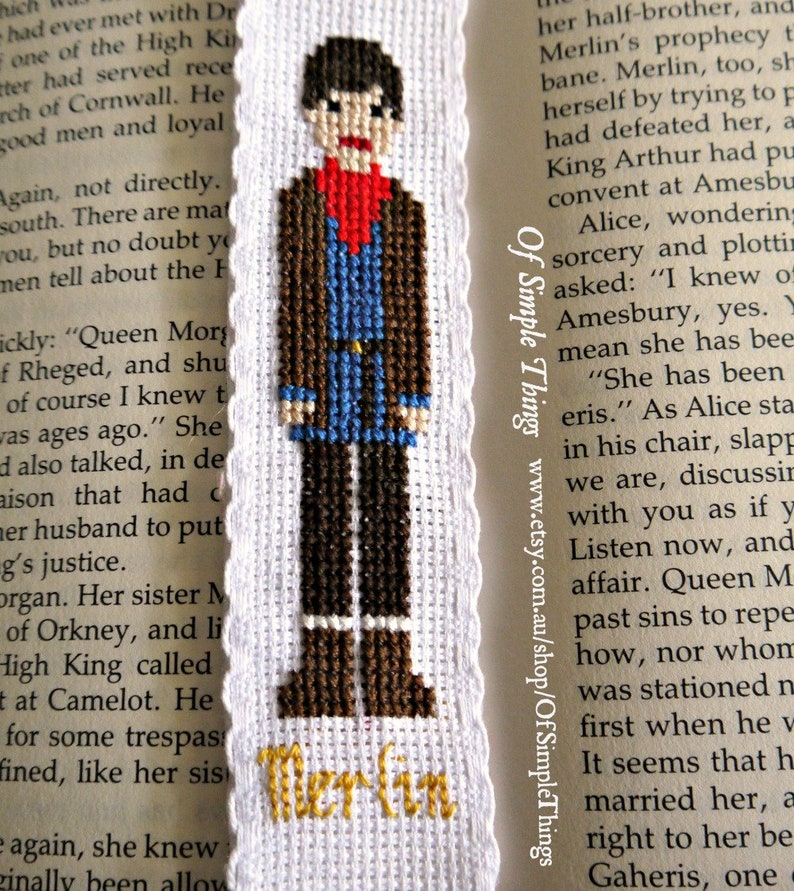 Bookmark Merlin BBC Inspired Character Cross Stitch Bookmark With