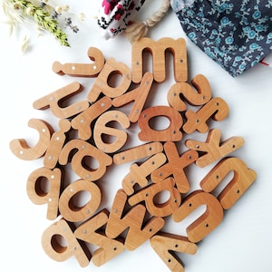 Imanes de madera con letras minúsculas, alfabeto inglés, imanes ABC, alfabeto Montessori, letras minúsculas, aprendizaje preescolar, educación en casa
