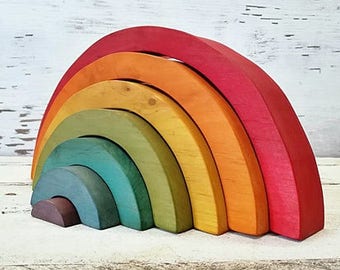 Rainbow stacker, Rainbow toy, Rainbow figurine, Rainbow pyramid, Waldorf RAINBOW Stacker, Rainbow puzzle stacker, Eco toys, Montessori toys