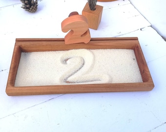 Sand trays Montessori materials  alphabet cards Wood letters Fine Motor Writing Tray