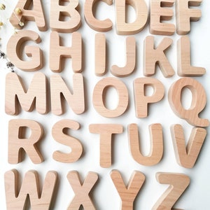 Letras de madera Letras del alfabeto magnéticas de madera abc Letras del alfabeto inglés de madera Imanes para refrigerador
