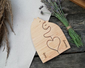 Personalisiertes Geschenk Puzzle | Holzpuzzle Tiere | Geschenke für Baby und Familie | Deko Babyzimmer | Persönliche Geschenke aus Holz | Familie Tiere Spielzeug