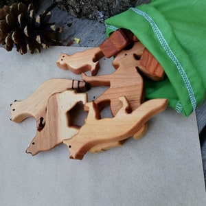 Holz Waldtiere, Naturholz Tiere, Montessori Tiere, Holz Kinder Geschenk, Spielset, Kleinkind Spielzeug Bild 8