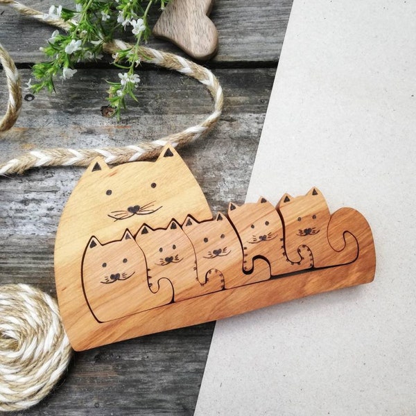 Cats animal puzzle, Animal wood toys, Wooden animal figures, Game wooden, Wooden toys, Wooden puzzle, Kids puzzle, Christmas toys, Eco gift