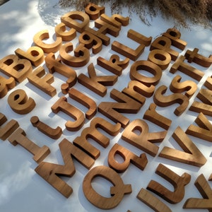 Letras mayúsculas y minúsculas magnéticas de madera / letras Montessori / imanes para nevera / imanes para el alfabeto / aprendizaje en casa / preescolar