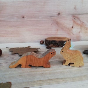 Jouets Woodland Animals, Ensemble danimaux forestiers en bois, Jouet en bois Figurine danimal, Jouet pour enfants, Jouet en bois biologique, Jouet en bois Waldorf, Ensemble de jeux pour enfants image 6