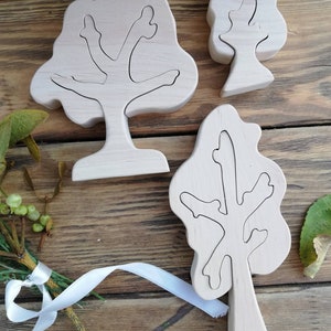 Set of Tree, Wooden Trees, Wooden Puzzle, Wooden Toys, Waldorf Wood ...
