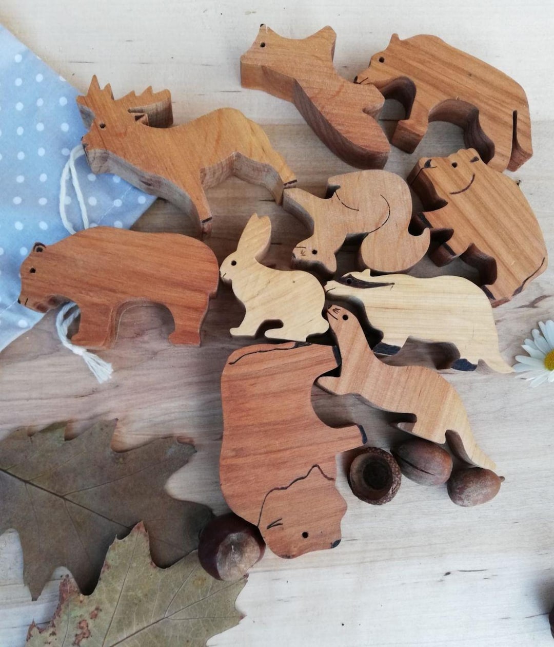 Woodland Animals Toys, Wooden Forest Animal Set, Wooden Toy Animal ...