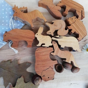 Jouets Woodland Animals, Ensemble danimaux forestiers en bois, Jouet en bois Figurine danimal, Jouet pour enfants, Jouet en bois biologique, Jouet en bois Waldorf, Ensemble de jeux pour enfants image 1