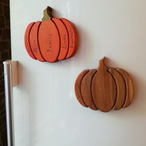 Wooden pumpkin Motor skills Kids room decor Fridge magnet Wooden decor rustic Engraving Personalized gift Montessori Waldorf gifts image 4