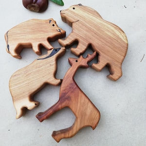 Holz Waldtiere, Naturholz Tiere, Montessori Tiere, Holz Kinder Geschenk, Spielset, Kleinkind Spielzeug Bild 10