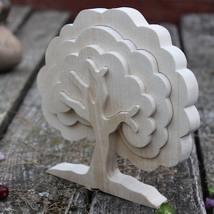 Wooden tree puzzle, Wooden puzzle, Waldorf wooden toy, Kids Toy, Eco Toy, Gift for Toddlers and Children, Figurine Handmade, Christmas toys