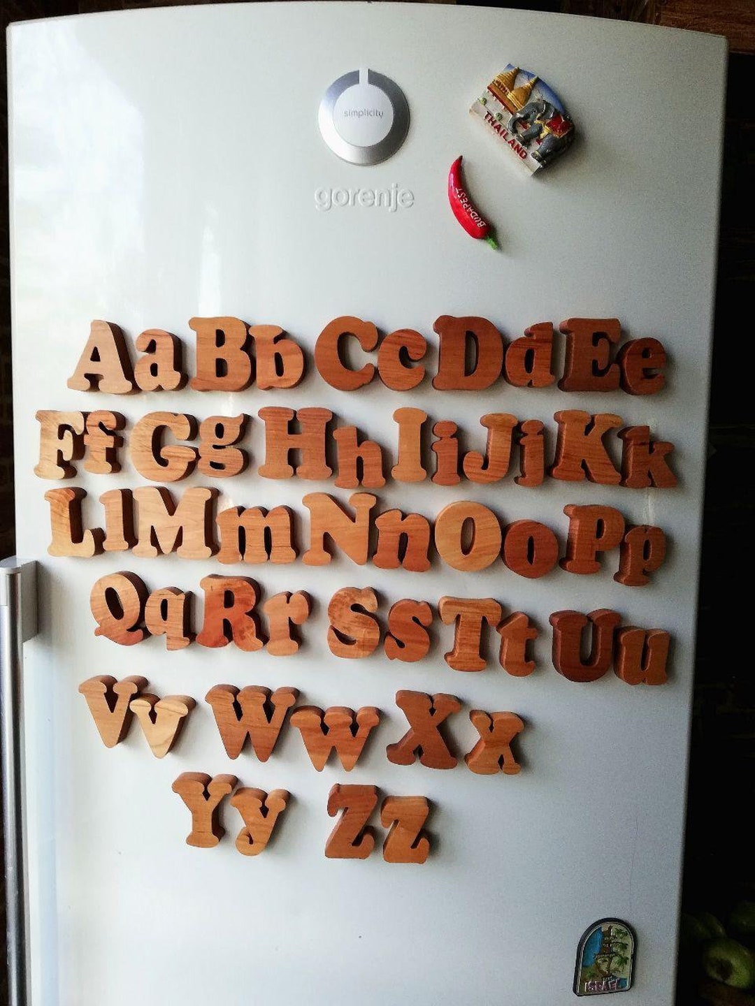 Wooden English Alphabet With Magnets/ Uppercase Lowercase Letters ABC ...