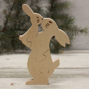 Organic Wooden Toy Rabbit, Wood animals, Wooden puzzle, Natural Baby Toy, Baby shower, Toy for kids, Handmade toys, Christmas gift toys