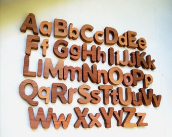 Wooden Upper and Lower letters, Magnets lowercase letters Magnetic English alphabet, Set of double letters, pre-school letters, Toy magnets,
